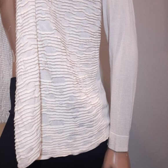 Lafayette 148 Silk Cardigan Womens Size Small Cream Open Textured Long Sleeve - Picture 5 of 11